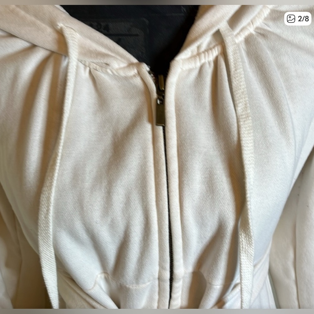 Victoria’s Secret Plush and Lush Women's Cream Hoodie Sweatshirt Jacket Dress S - Picture 5 of 9